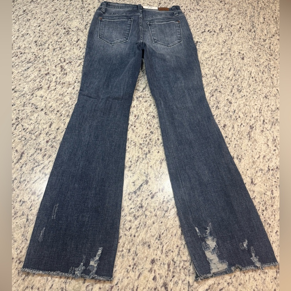 Judy Blue Distressed Flare Jeans - Blue - Picture 6 of 15